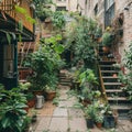 Serene City Courtyard Garden Royalty Free Stock Photo