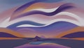 Serene colorful abstract sunset landscape. landscape illustratioL Royalty Free Stock Photo