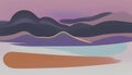 Serene colorful abstract sunset landscape. landscape illustratioL Royalty Free Stock Photo