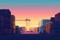 Serene Container Yard at Dusk Royalty Free Stock Photo