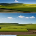 545 Serene Countryside: A serene and tranquil background featuring a countryside landscape in soothing and natural colors that c Royalty Free Stock Photo