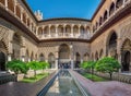 Courtyard of the Royal AlcÃÂ¡zar of Seville, Spain Royalty Free Stock Photo