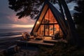 Serene Cozy beach cabin. Generate Ai