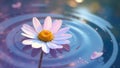 A serene daisy floating gently on tranquil water, creating concentric ripples of calm and peace. Generative AI Royalty Free Stock Photo