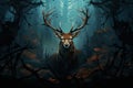 Serene Deer forest closeup. Generate Ai