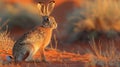 Golden Hour Desert Hare: Majestic Wildlife Photography Royalty Free Stock Photo