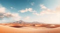 Serene Desert Scene With Mountains And Clouds