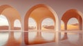 Serene Desertscape Archways and Reflections at Sunset Royalty Free Stock Photo