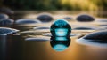 Serene Elegance: Close-Up Capture of a Tranquil Water Droplet on lake Surface