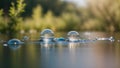 Serene Elegance: Close-Up Capture of a Tranquil Water Droplet on Lake Surface