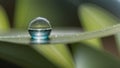 Serene Elegance: Close-Up Capture of a Tranquil Water Droplet on leaf Surface