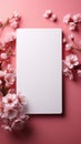 Serene elegance: White card against pastel pink, ready for personal expressions.