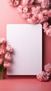 Serene elegance: White card against pastel pink, ready for personal expressions.