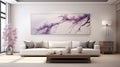 Modern Purple Ink Wash Painting In A Living Room