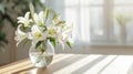 Serene Easter Lilies Bouquet in Bright Living Room