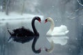 Serene embrace: two swans in love, a graceful display of adoration and unity in the swanst's affectionate bond, a