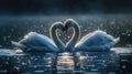 Serene embrace: two swans in love, a graceful display of adoration and unity in the swanst's affectionate bond, a