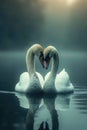 Serene embrace: two swans in love, a graceful display of adoration and unity in the swanst's affectionate bond, a