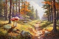 A Serene Enchanted Forest with mushroom Created With Generative AI Technology