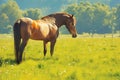 Serene equine beauty Horse in nature, surrounded by lush grass Royalty Free Stock Photo