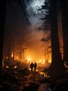 A Serene Escape in the Heart of Nature. A couple of people standing in the middle of a forest