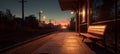 Serene Evening at Empty Train Station Platform with Warm Lighting Royalty Free Stock Photo