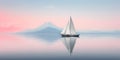 A Serene Evening Scene Of A Minimalist Sailboat Reflecting Off The Calm Waters.