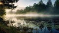 serene fog lake Royalty Free Stock Photo