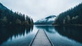 Serene Foggy Dock Over Lake