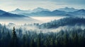 A serene forest landscape with misty mountains 3