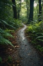 Serene Forest Path After Rain: Tranquil Nature Walk Royalty Free Stock Photo