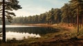 Pine Forest With Lake: A Photorealistic 3d Model Inspired By Philip Mckay