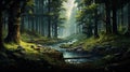 serene forest scene illustrate by Generative AI