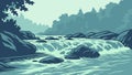 Serene Forest Waterfall Landscape Vector Illustration, vector design Generative AI Royalty Free Stock Photo