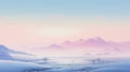Serene Frozen Blue Landscape With Mountains And Lake