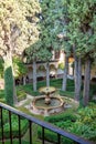 Serene Garden Courtyard in Nasrid Palaces, Alhambra, Granada Royalty Free Stock Photo