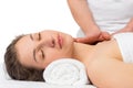 Serene girl on procedure of massage