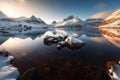 Serene Glacial Lake Amidst Snowy Mountains