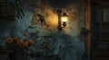 The Serene Glow of Wall Luminance Paired with the Old Lamps Timeless Beam Royalty Free Stock Photo