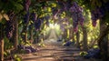 A Serene Grapevine Archway.AI generated image Royalty Free Stock Photo