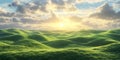 Serene Green Hills Sunset Landscape Royalty Free Stock Photo