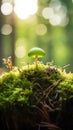 A Serene Green Mushroom on a Moss-Covered Ground