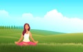 Beautiful woman doing yoga amidst a vast and serene meadow Royalty Free Stock Photo