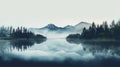 Dreamlike Illustration Of A Serene Mountain Range Reflected In A Lake