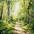 Serene Hiking Trail with Lush Green Foliage