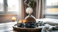 Serene Home Ambience with Aromatherapy Diffuser and Candles Royalty Free Stock Photo