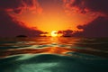 Serene horizon Sunset casting warm hues over the tranquil sea Royalty Free Stock Photo