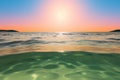 Serene horizon Sunset casting warm hues over the tranquil sea Royalty Free Stock Photo