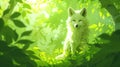 Serene White Wolf in Lush Green Forest Royalty Free Stock Photo