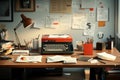 Serene Illustrated Workspace with Torn Paper Layers